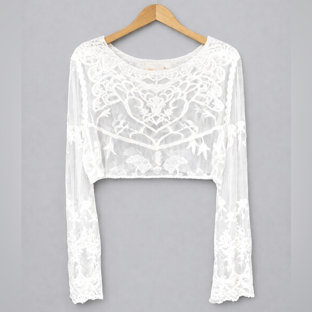 Native‎ Rose Sheer Lace Balletcore Fairy Coquette Romantic Crop Top